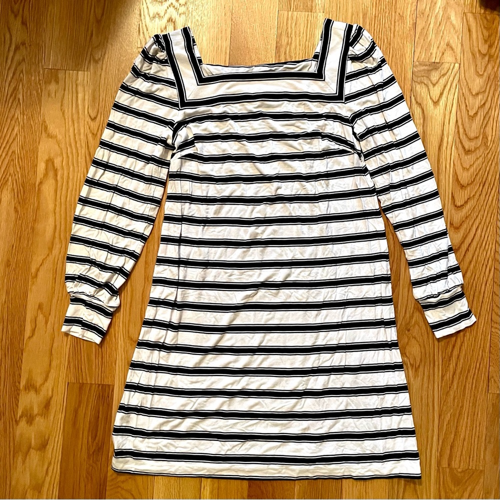 Loft striped long sleeve dress petite small